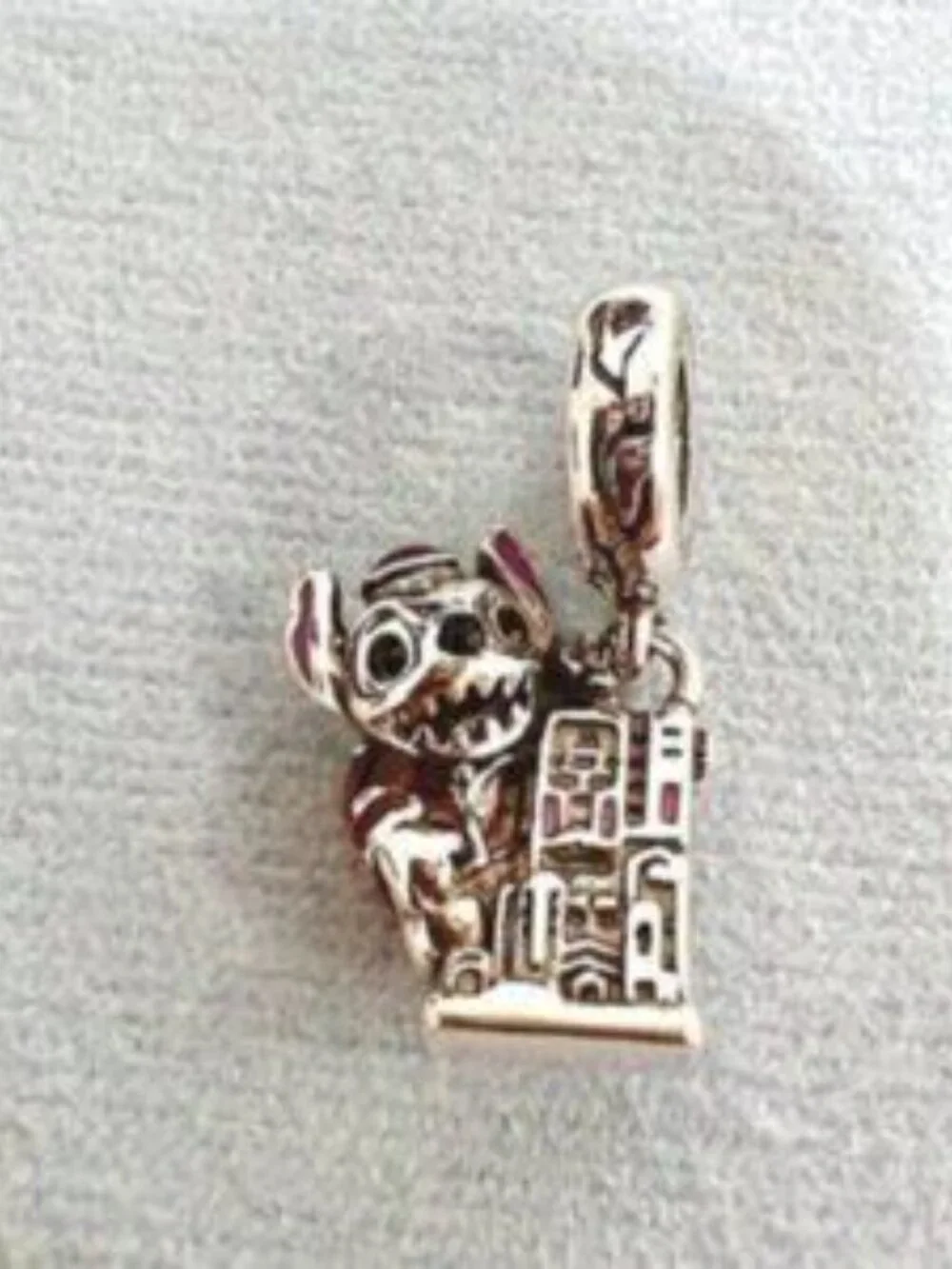 Pandora Silver Charm with Red and Purple Enamel Accents